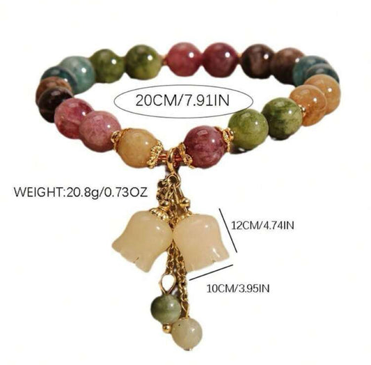 New Arrival Natural Color Bellflower Pendant Bracelet.