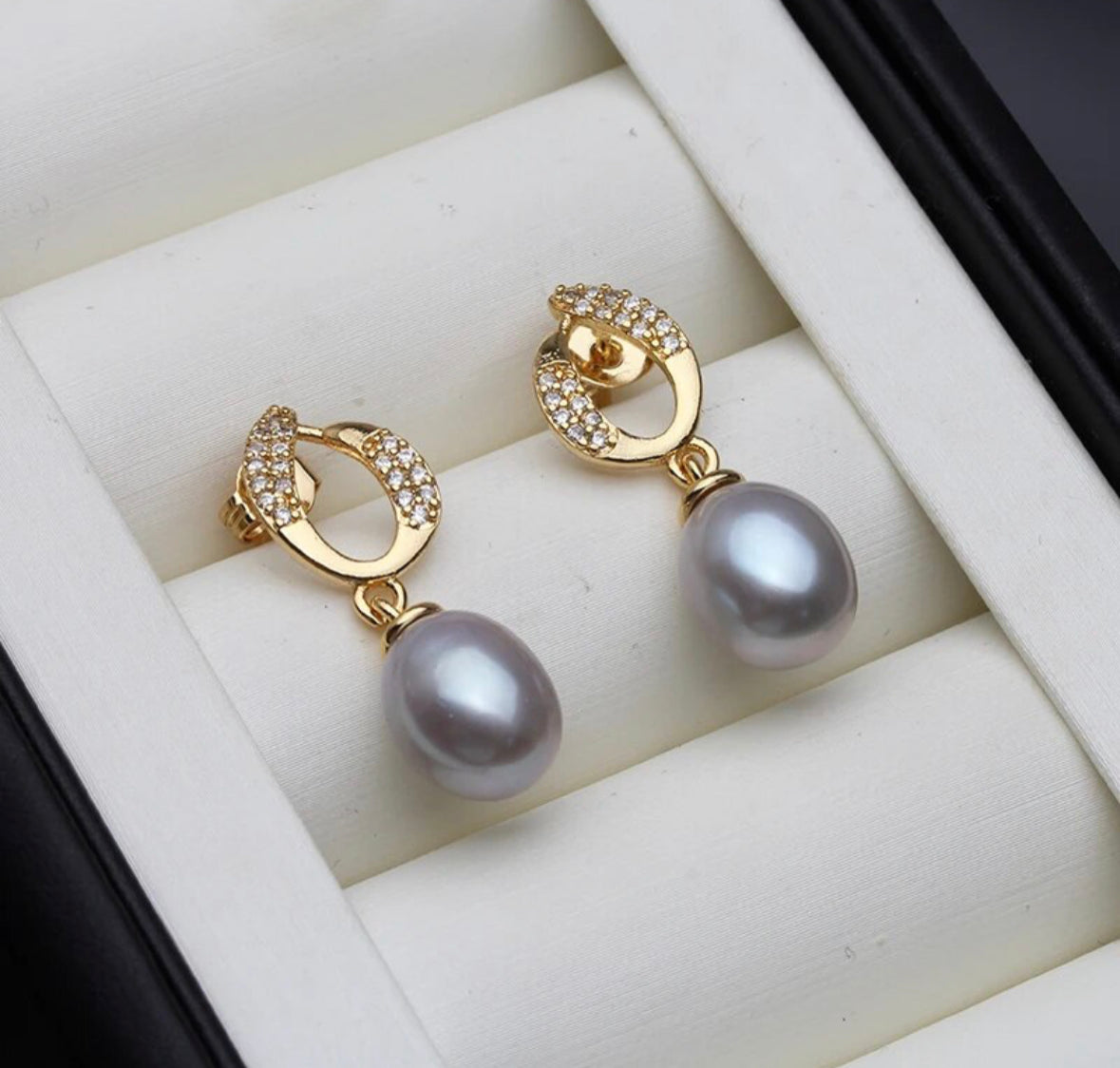 New Natural Freshwater Pearl Earrings For Women,Gold Palted Pearl Earrings Anniversary Gift White.