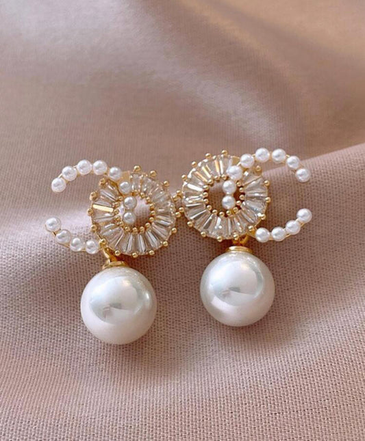 Exquisite and charming pearl cubic zirconia earrings