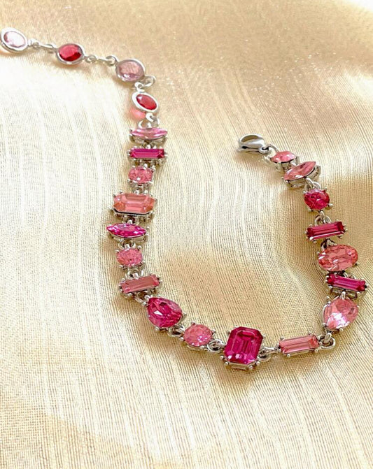 Multicolor Cubic Zirconia Crystal Bracelet.