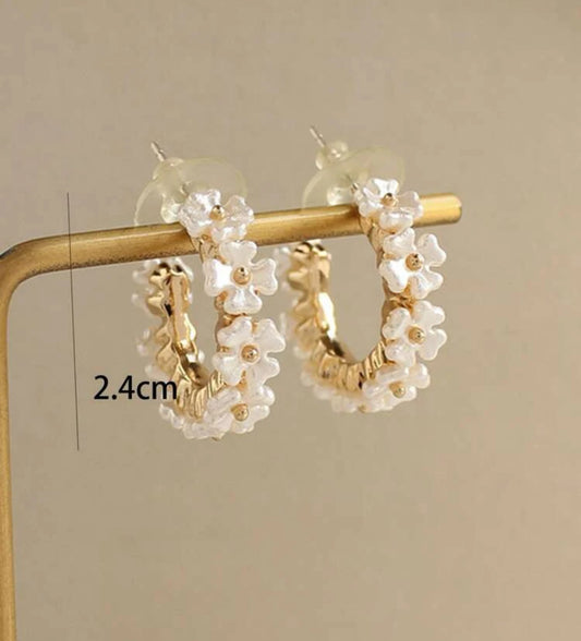 Flower Decor Cuff Hoop Earrings