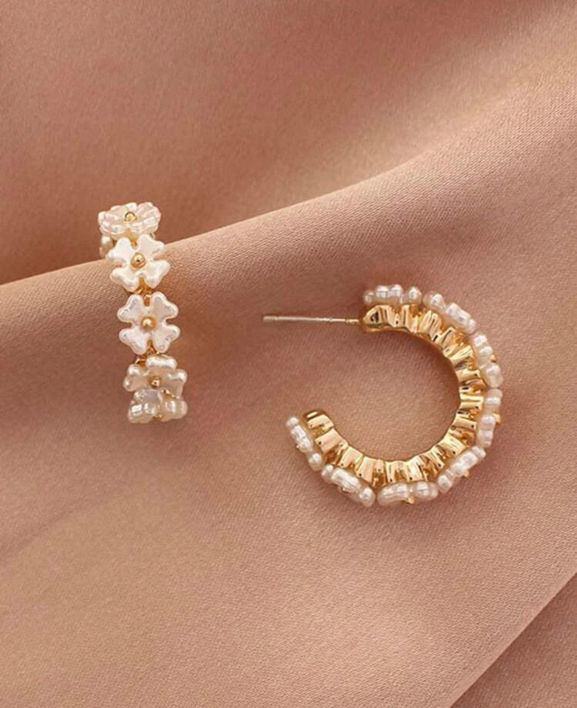 Flower Decor Cuff Hoop Earrings