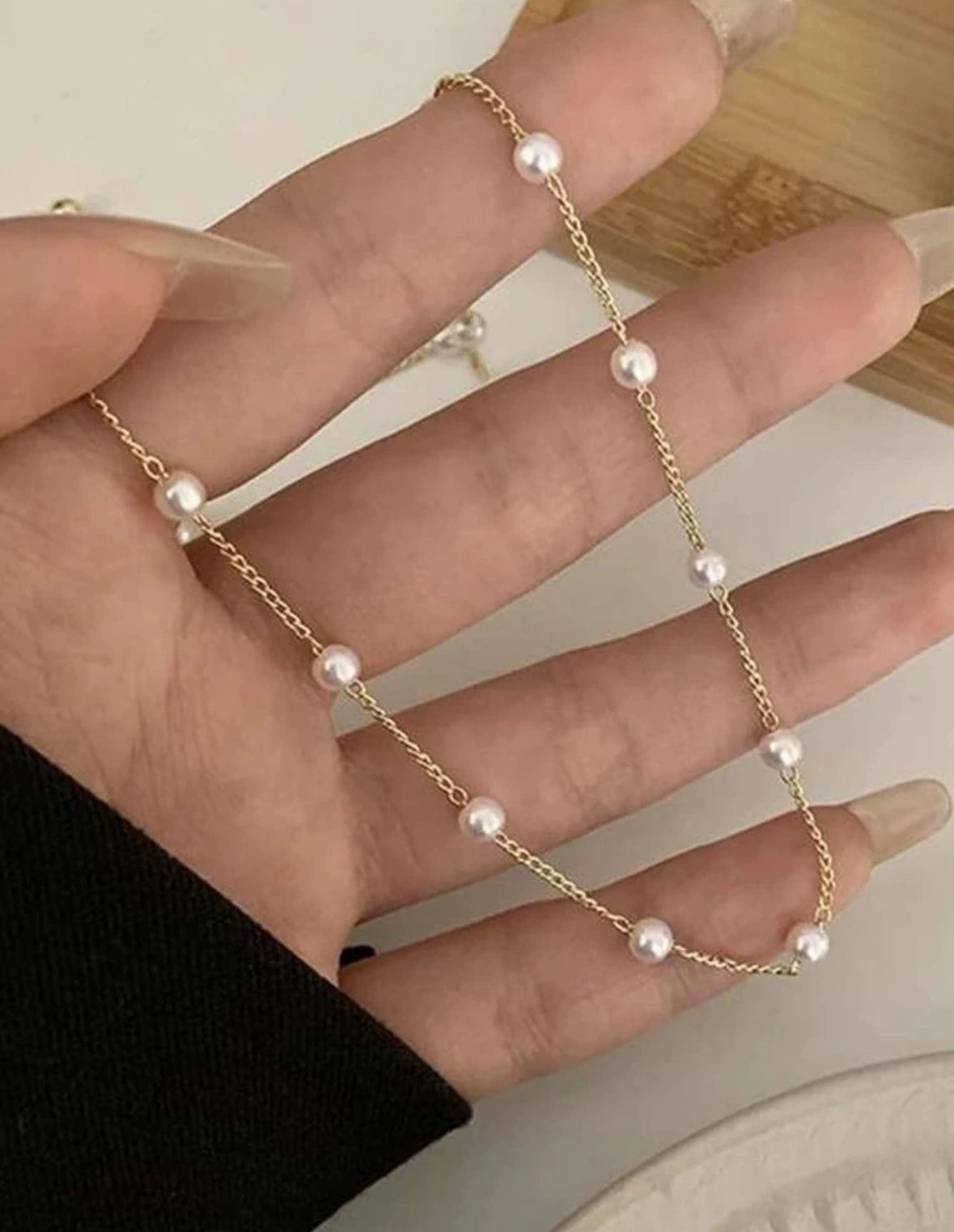 Beautiful pearl chain necklace