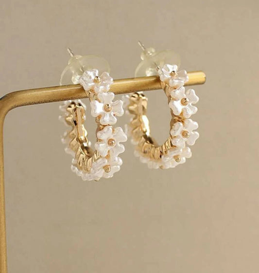 Flower Decor Cuff Hoop Earrings