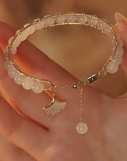 Beautiful ginkgo leaf tassel beaded bracelet