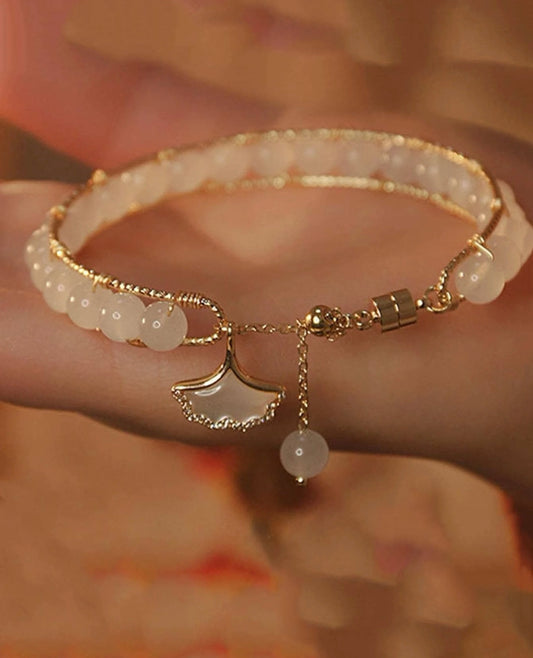 Beautiful ginkgo leaf tassel beaded bracelet