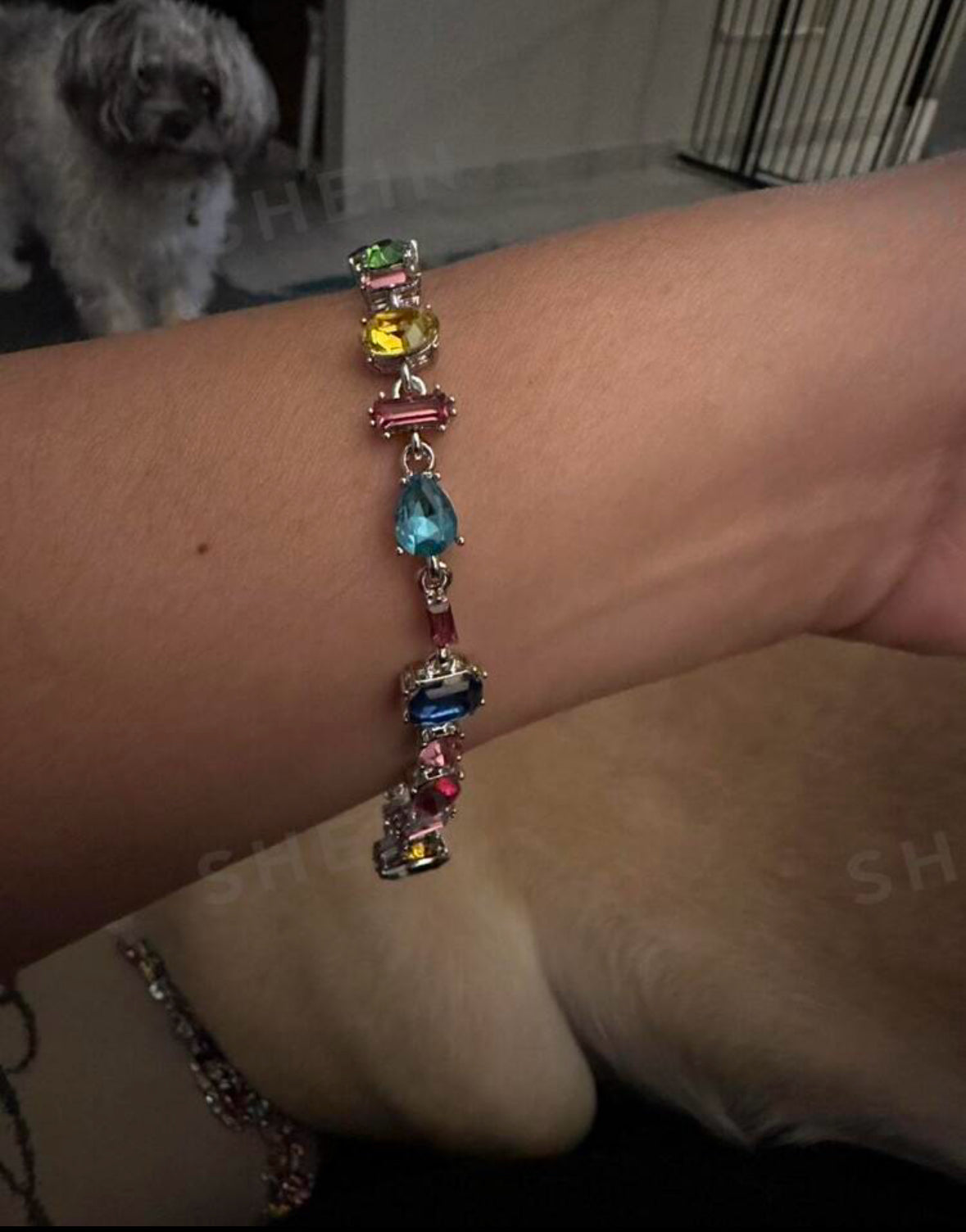 Multicolor Cubic Zirconia Crystal Bracelet.