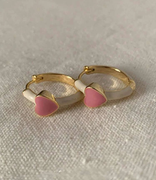 Heart shape ❤️decor hoop earrings