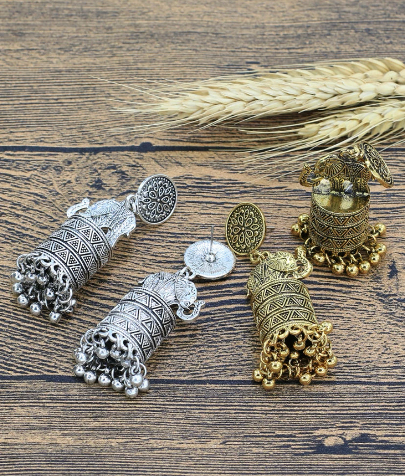 Elegant silver and gold plated tassel earrings