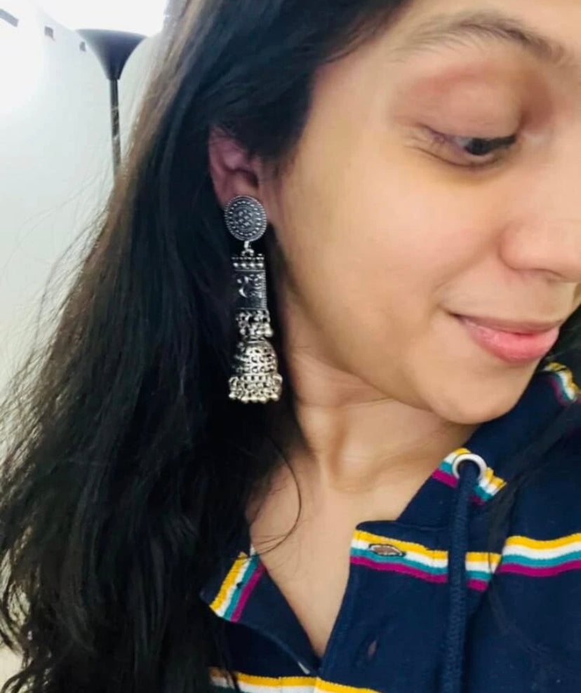 Trendy Bolly Wood Oxidized Gold Filled Handmade Stud Earrings, Gypsy Jhumka Jewelry for Women Girls,