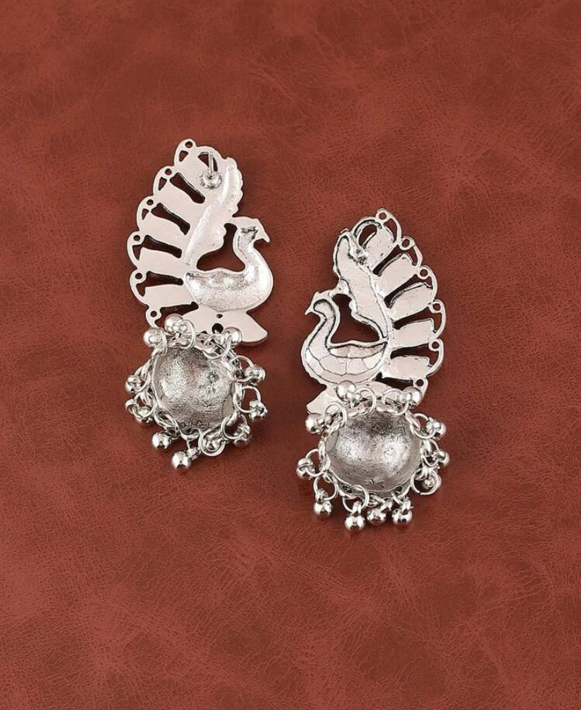 Ethnic Style Indian Peacock Pendant Drop Earrings Fashion Vintage Charming Elegant Stud Earrings Jewelry Gift For Women Girl