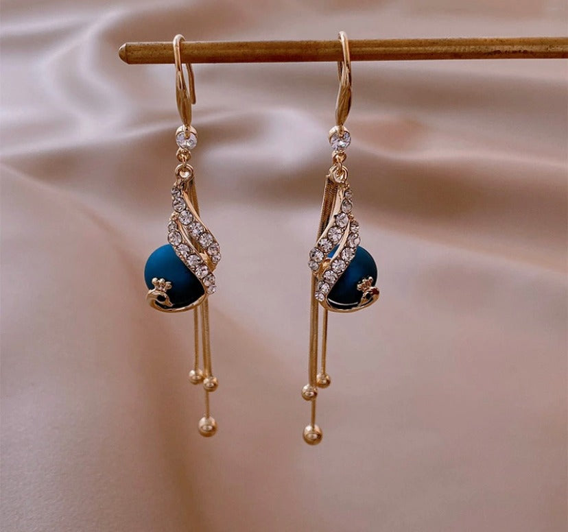 Golden peacock Drop Earrings