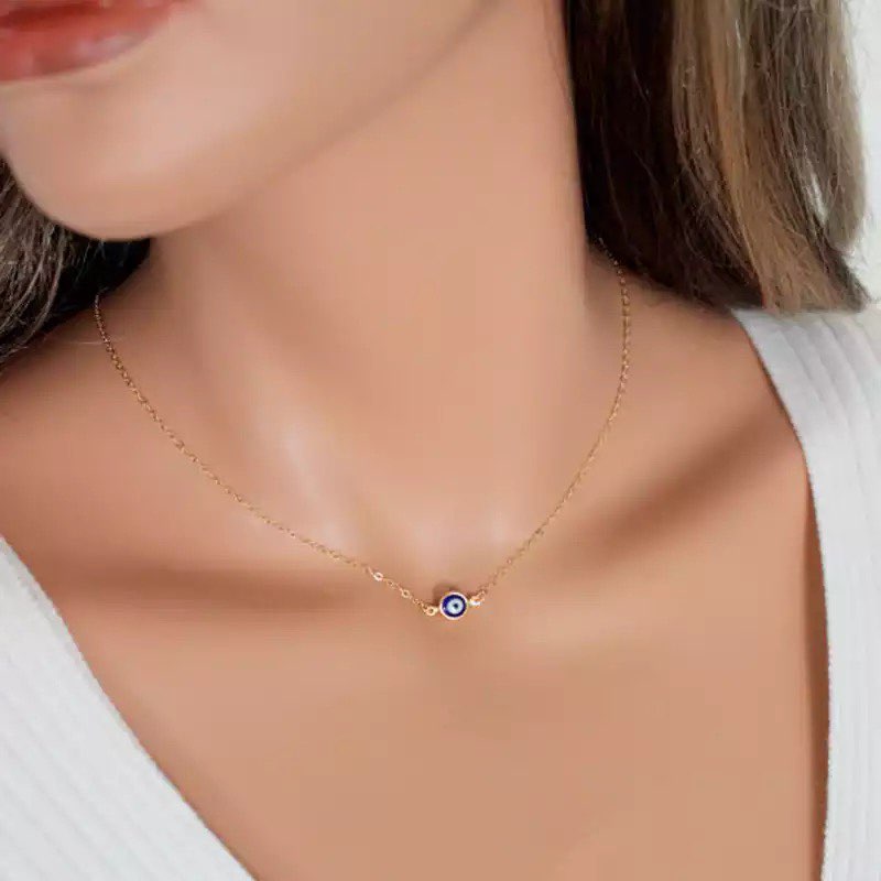 Simple Evil Eye thin Pendent women Jewelry necklace