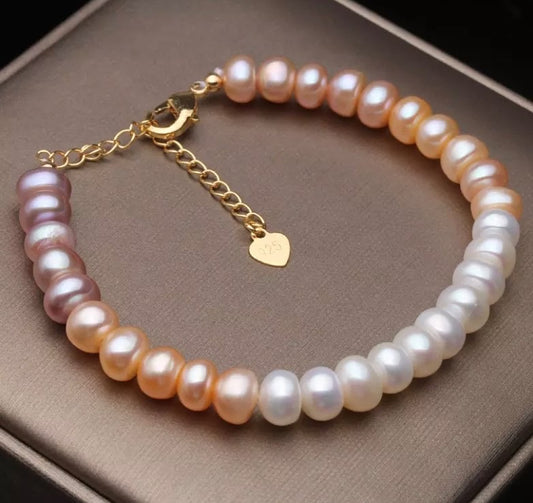 100% real freshwater multi color pearl bracelets.