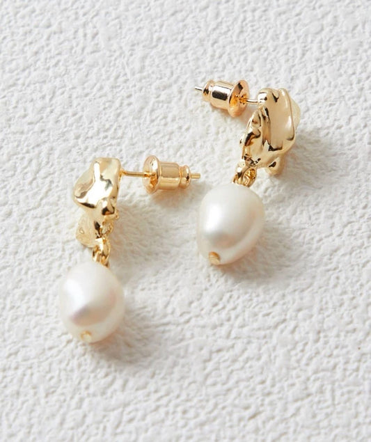 Most popular 14k gold plated pearl earrings