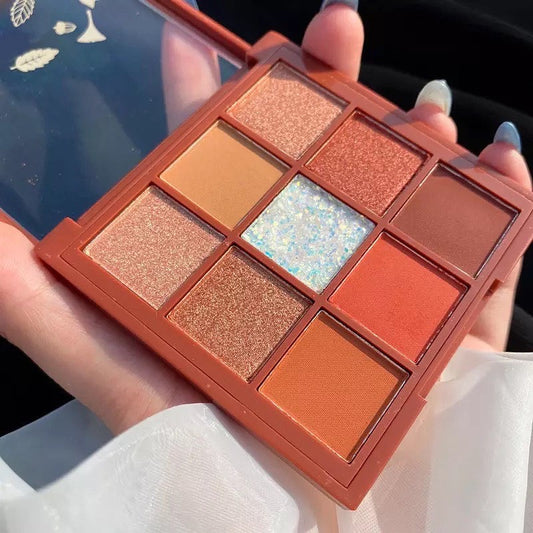 9 Color Nine Palaces Eyeshadow Palette Glitter Matte Pearlescent Shimmer Shinny Pigment Diamond Eye Shadow