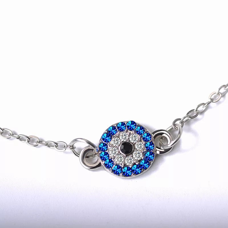 Blue Rhinestone Evil Eye Anklets for women.