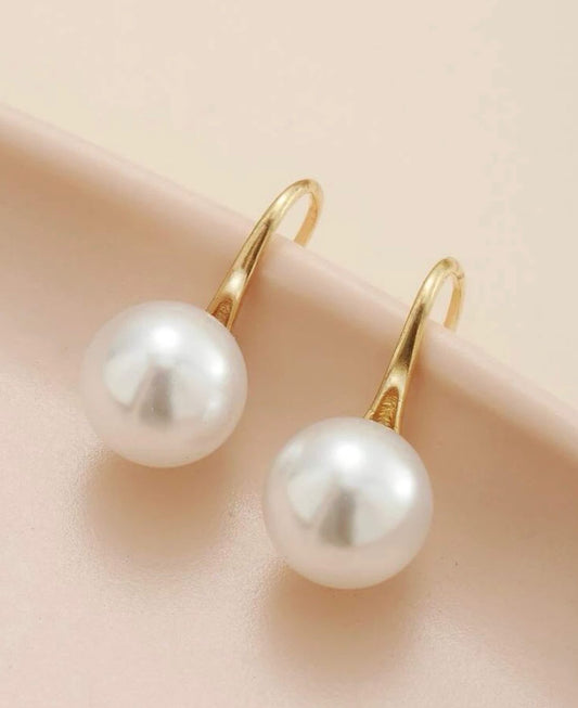 White cultured pearl earrings