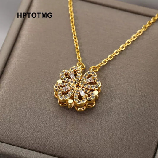 Vintage Lucky for leaf clover Necklace for women