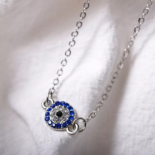 Blue Rhinestone Evil Eye Anklets for women.