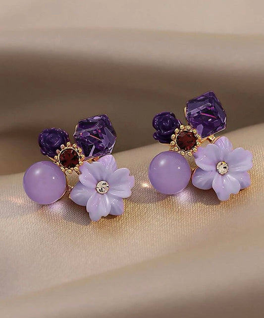 Best purple flower decor earrings