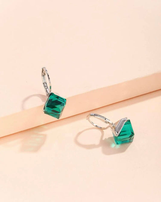 Crystal clear green hoop earrings