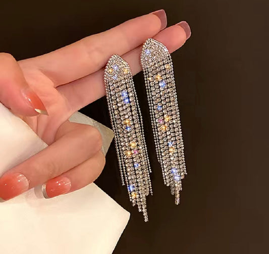 Geometric Triangle Earrings Long Rhinestone earrings