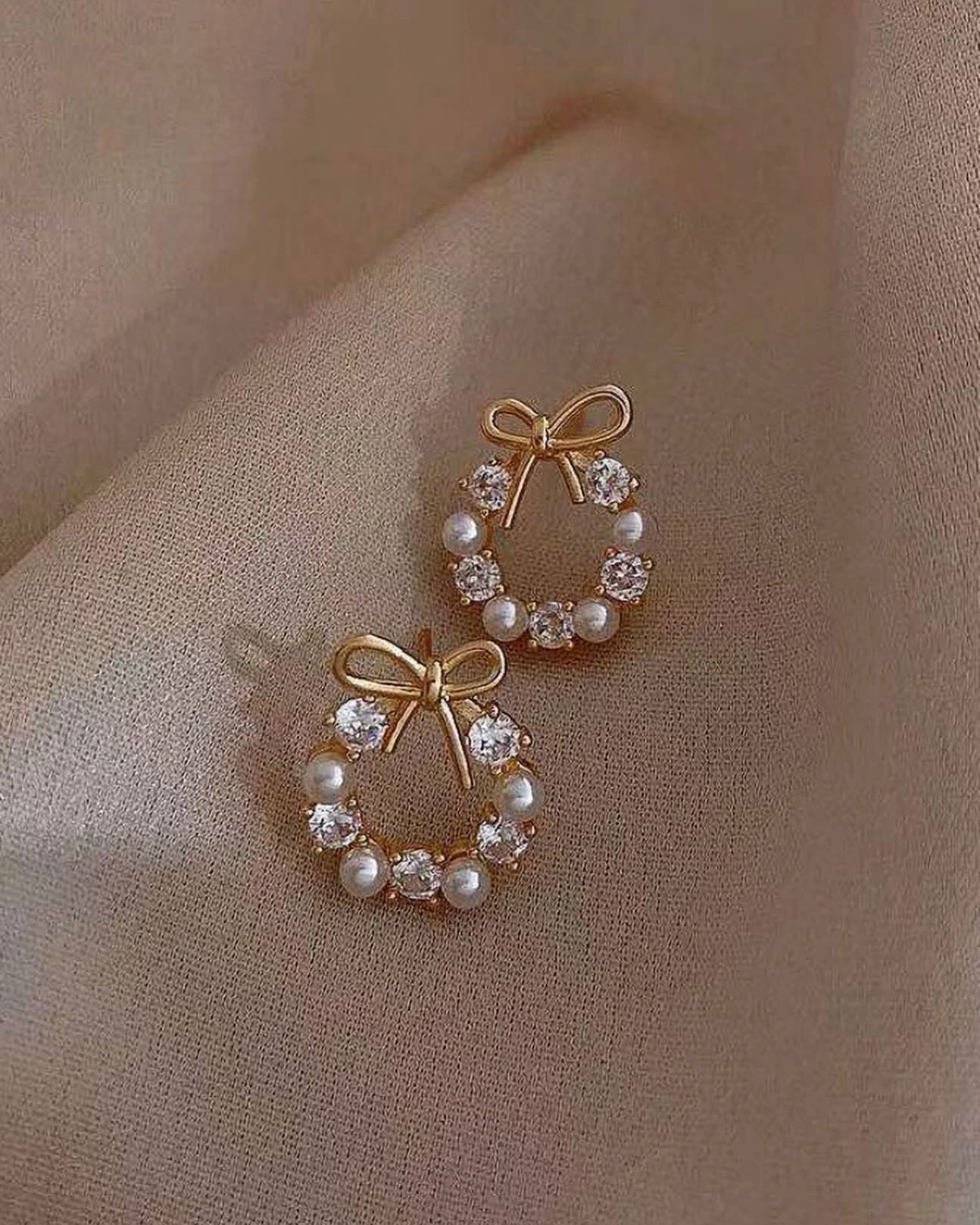 Beautiful Rhinestone and Bow style earrings