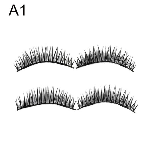 4PCS Dual Magnetic False Eyelashes On Magnets Natural Lashes