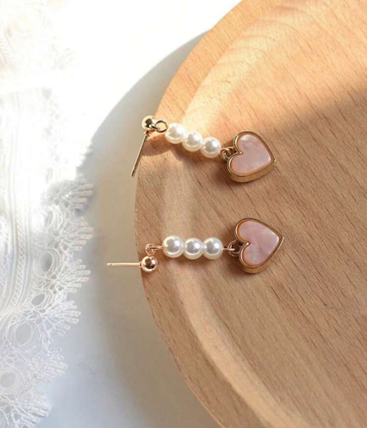 Drop Heart Korean Style, Pearl Earrings