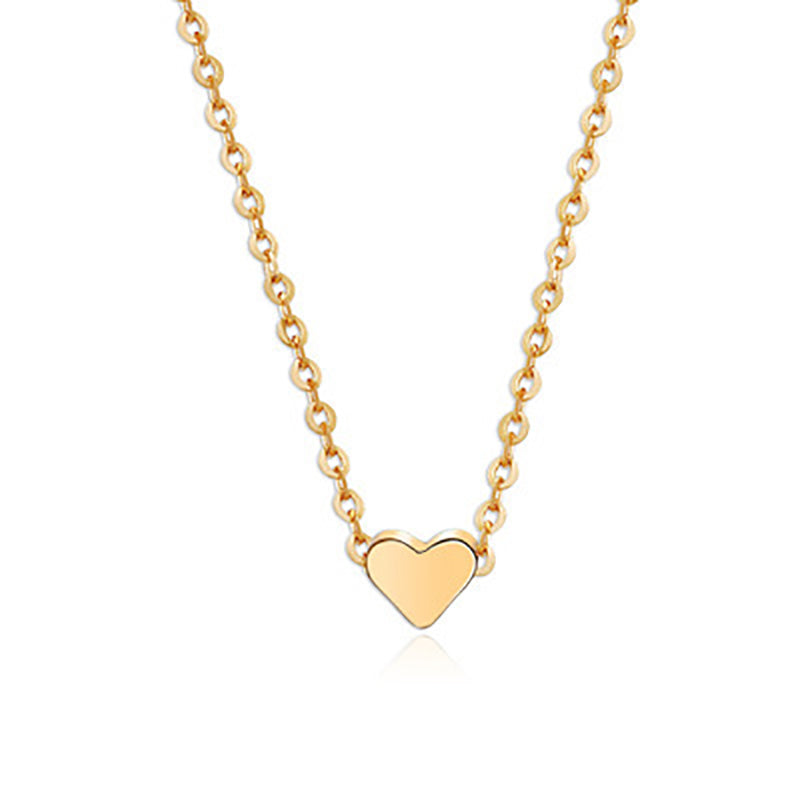 Gold Color Double-sided Love Pendant Necklaces Clavicle Chains Necklace Women Jewelry.