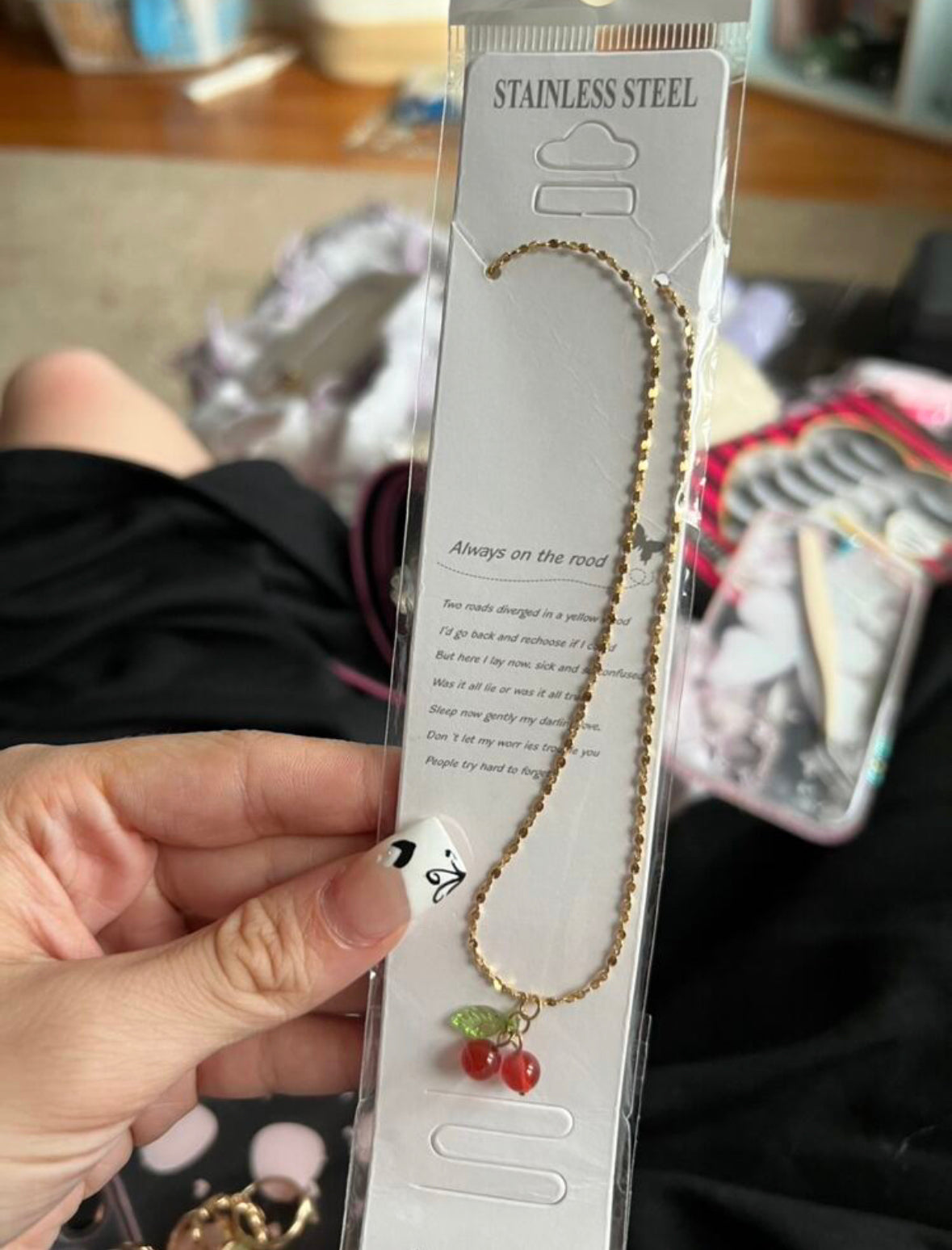 Cherry Jewelry Set For Women - Dainty Gold Cherry Necklace And Earrings With 3D Charm Design