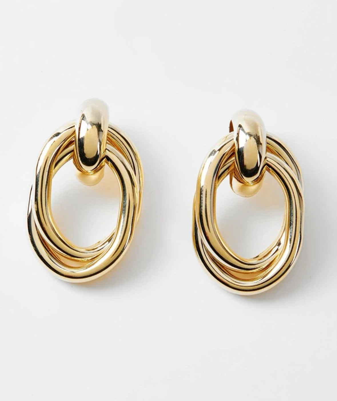 front view of the 14k gold plated earring