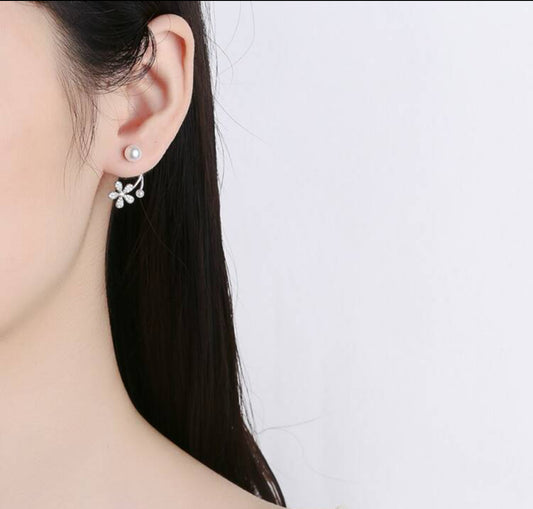 Fashionable Silver-plated Front Back Earrings.