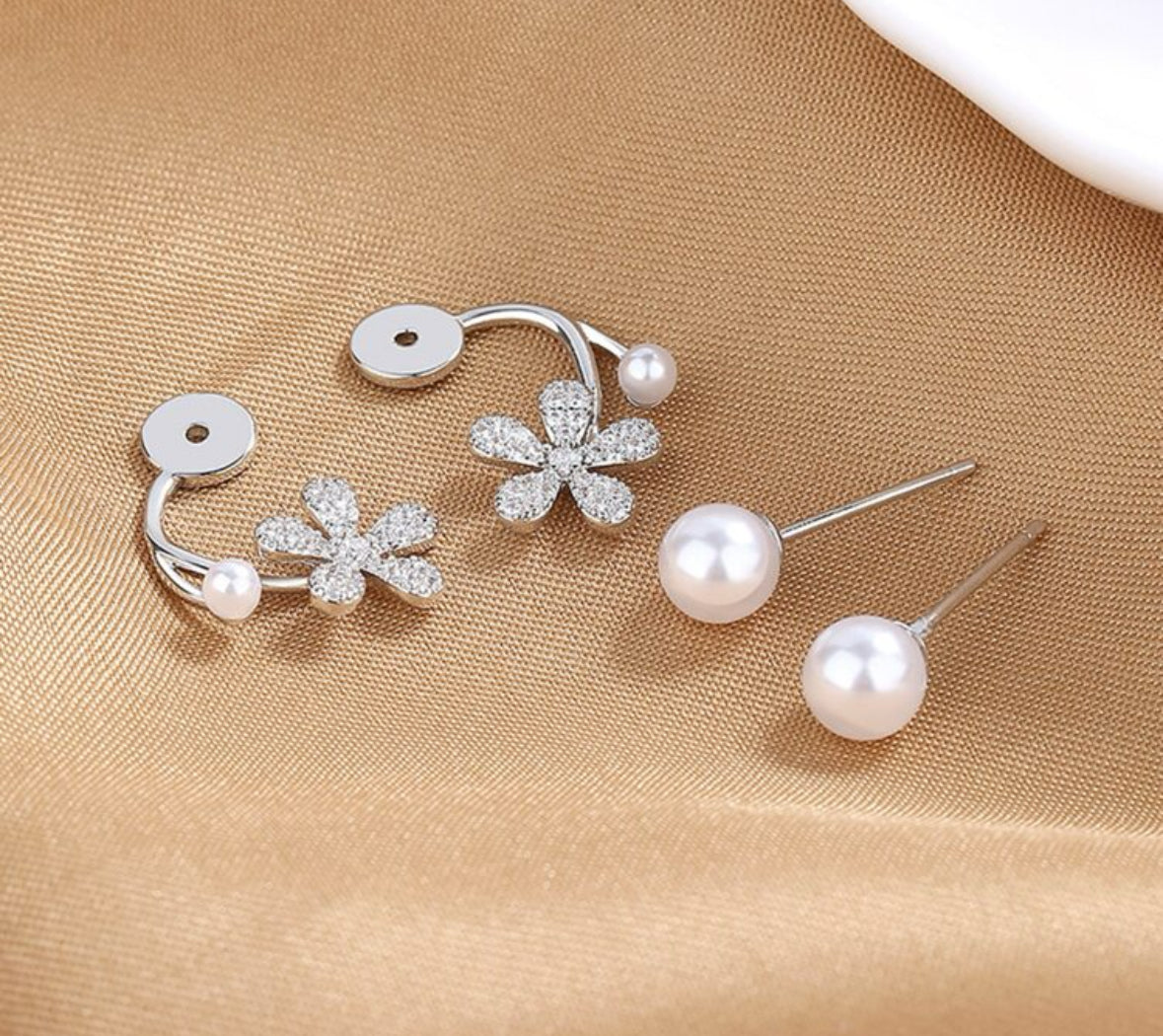 Fashionable Silver-plated Front Back Earrings.