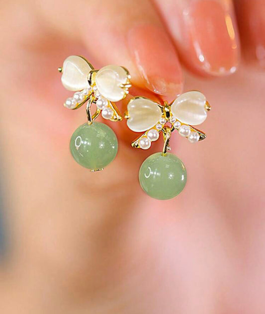 Ribbon Pearl Earrings | Ribbon Bow Earrings | Pearl Stud Earrings | Bride Earrings Mother Daughter Gift | Ear Jackets Ribbon Stud Earings