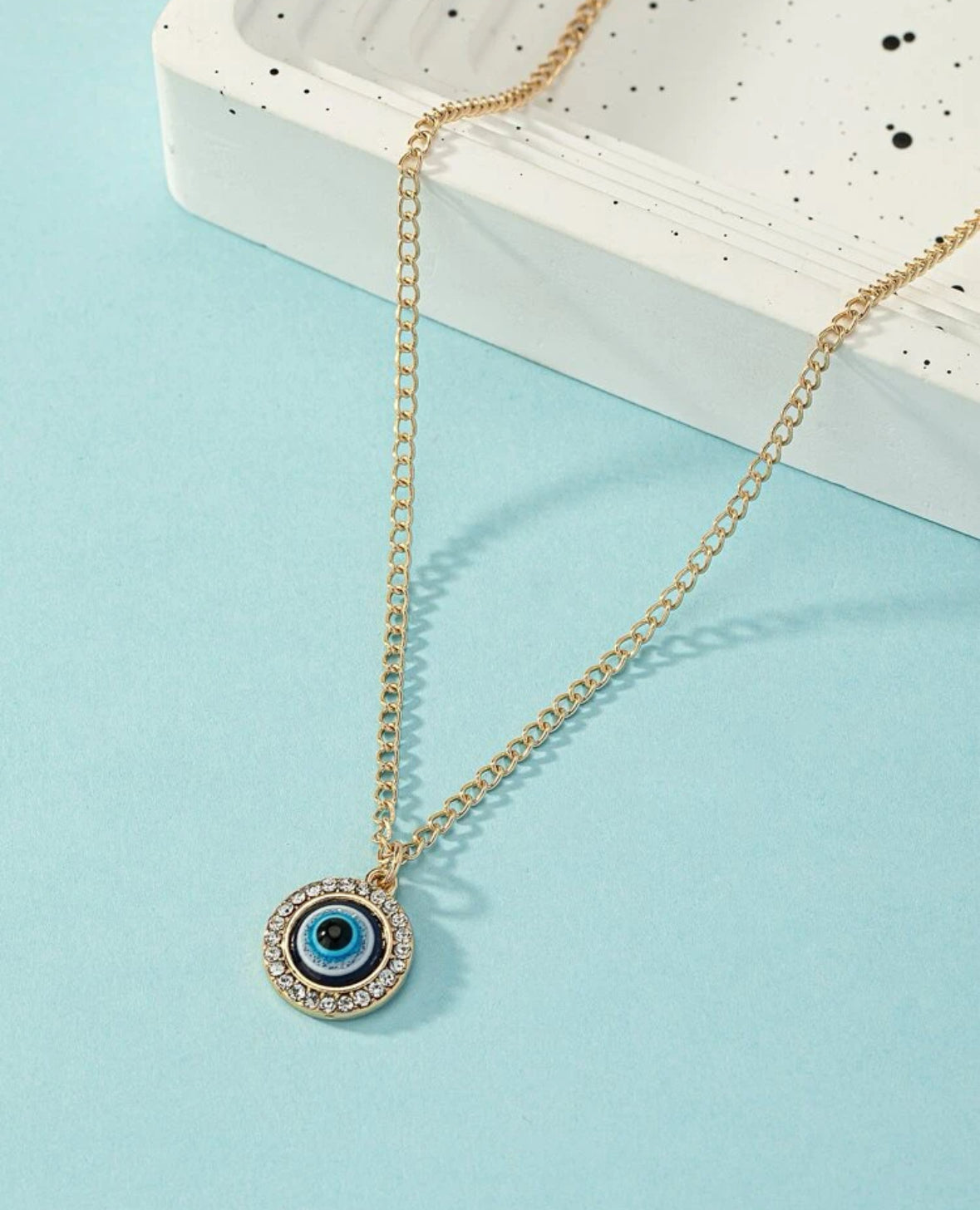 Fashion Rhinestone Decor Evil Eye Pendant Necklace For Women For Daily Decoration