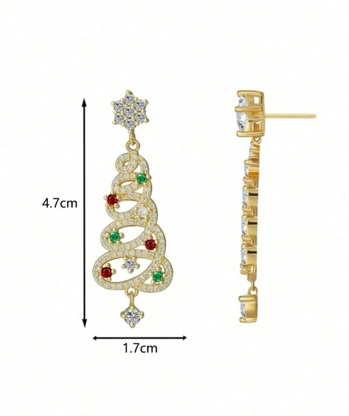 Delicate Christmas Tree Dangle Earrings, 925 Sterling Silver Holiday Earrings.