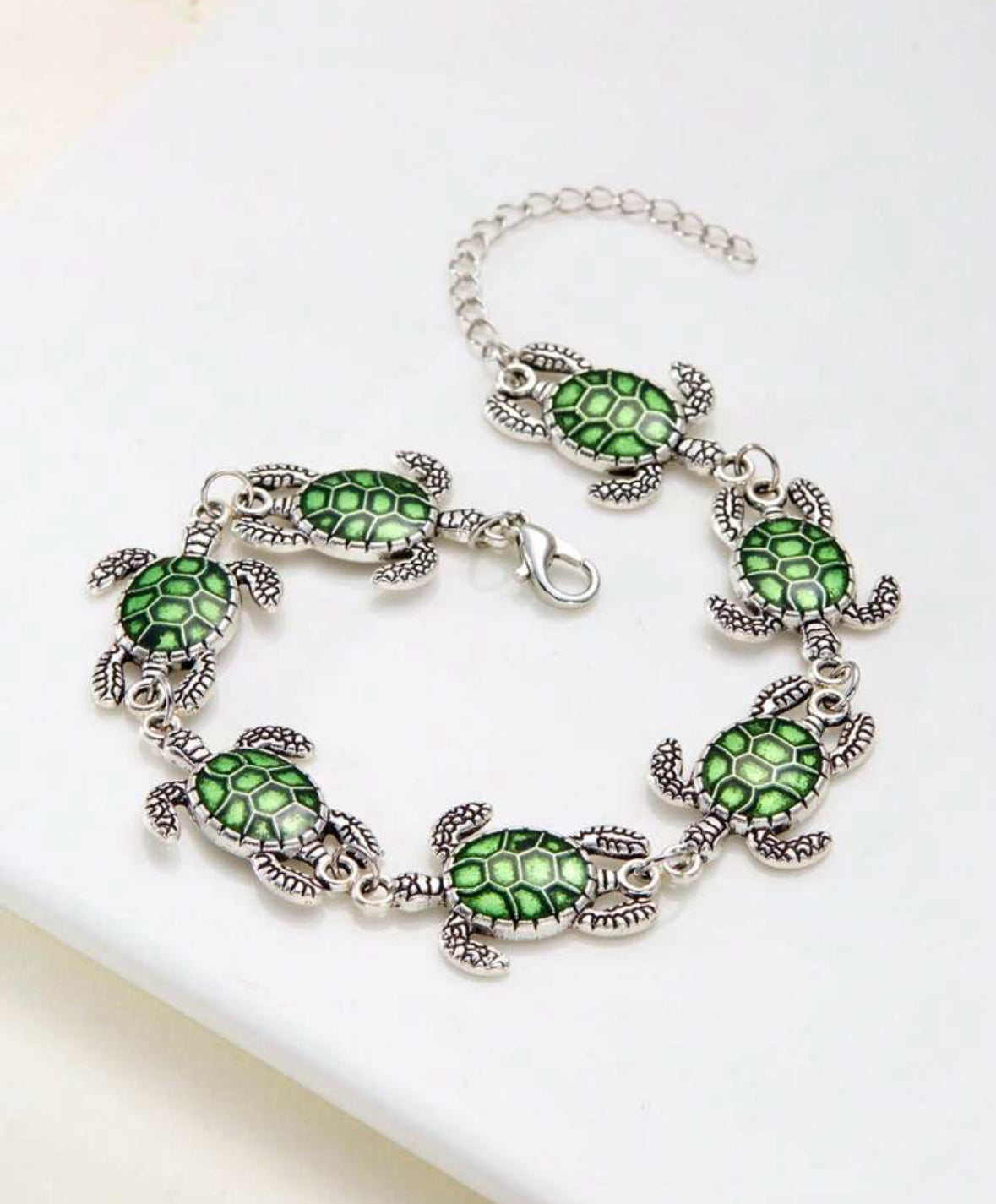 Mystical Nature Inspired Turtle Charm Chain Link Bracelet