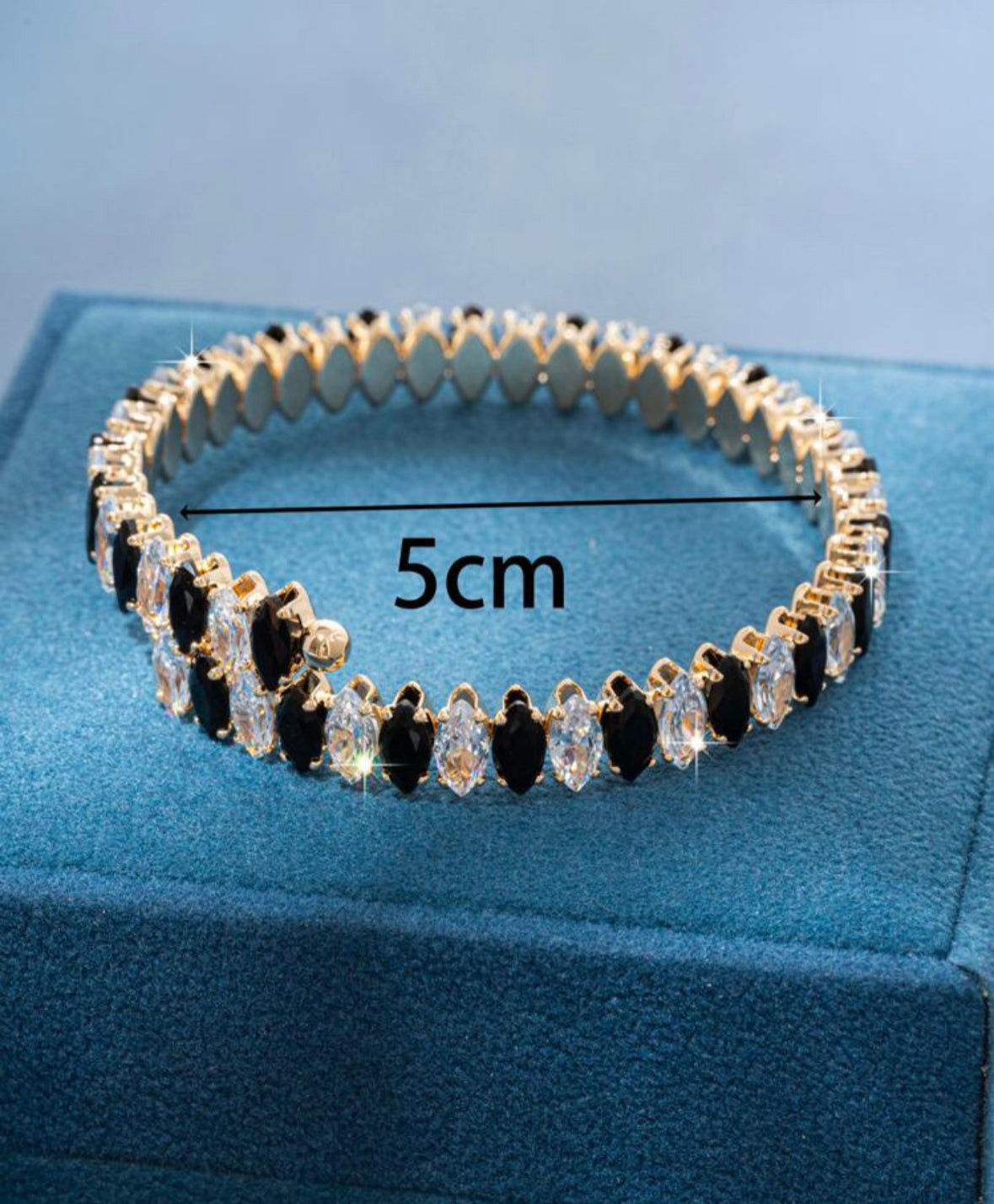 Gorgeous Black & White Cat's Eye Spacer Bracelet For Women Wedding Party Jewelry