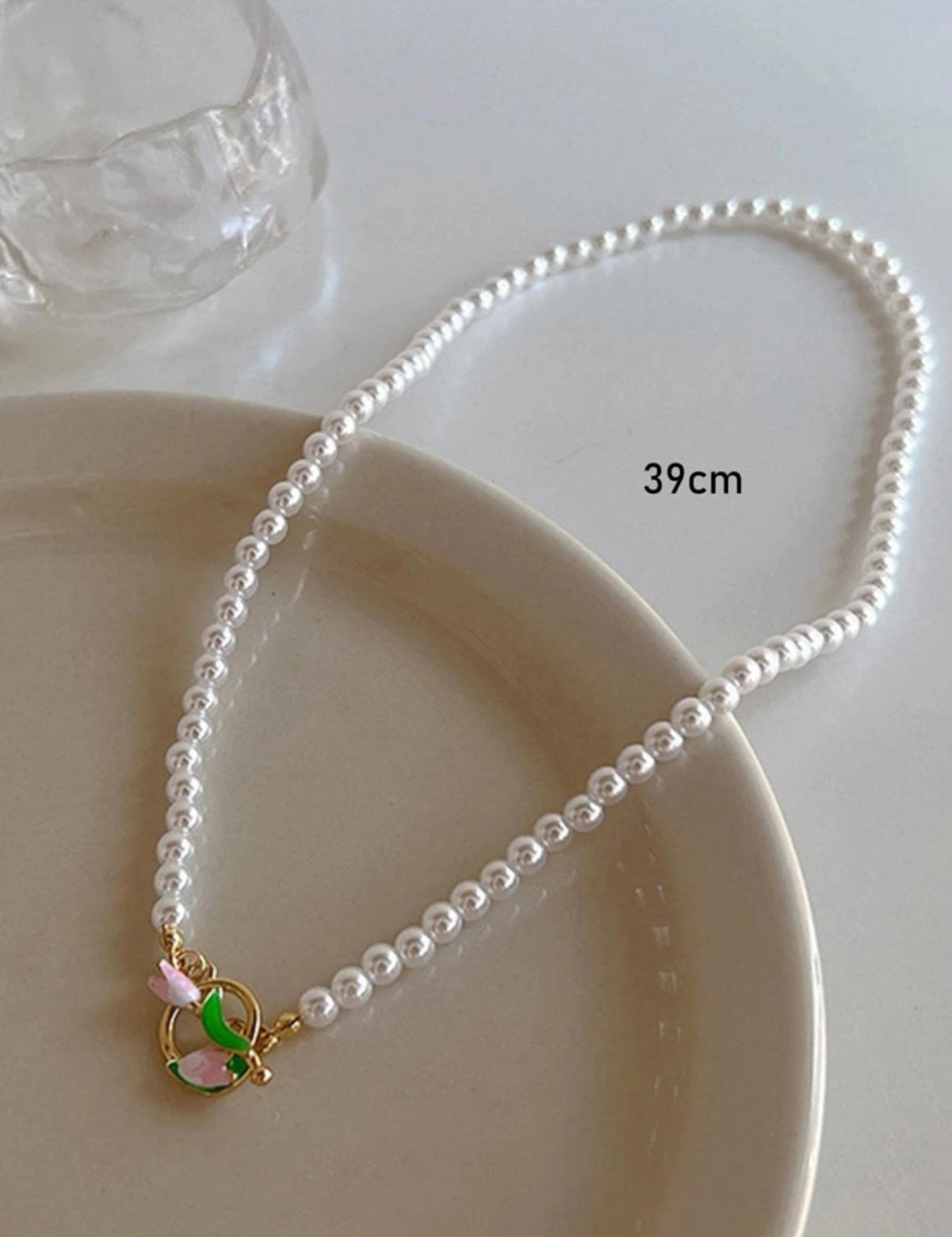 Elegant Flower Decor Faux Pearl Beaded Necklace For Women Novelty Necklace