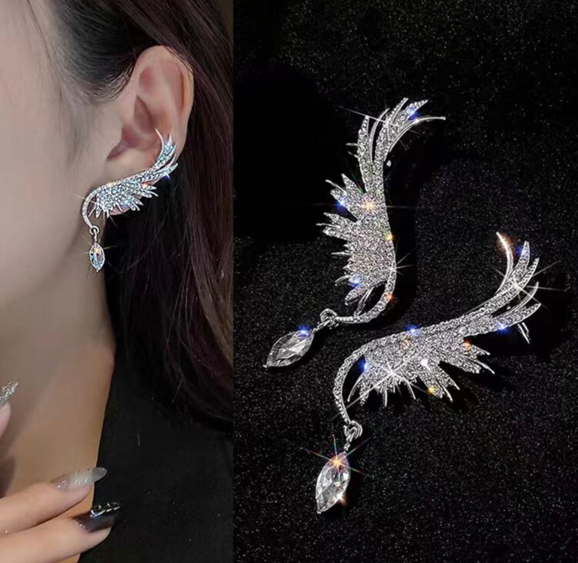 Angel Wing Ears Cuff Earrings.