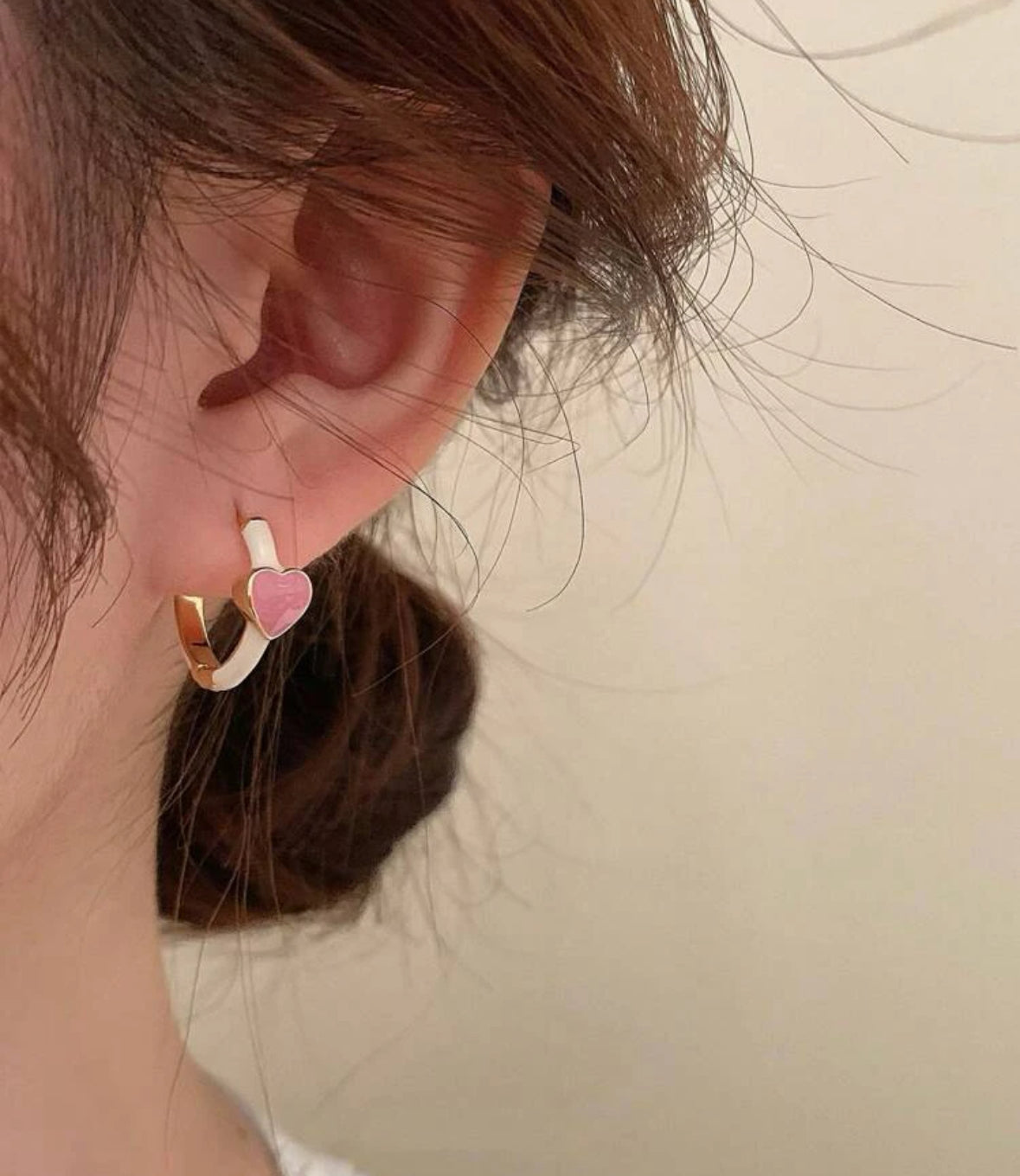 Heart shape ❤️decor hoop earrings