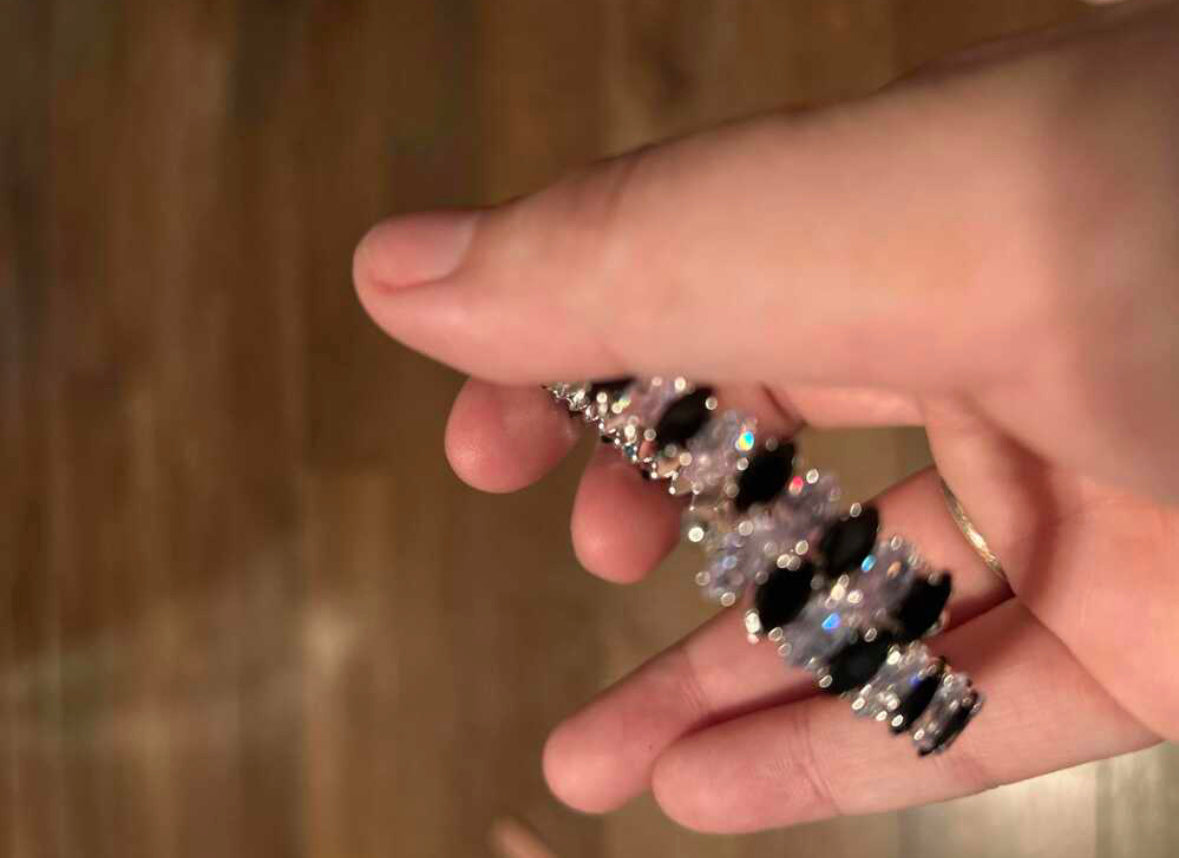 Gorgeous Black & White Cat's Eye Spacer Bracelet For Women Wedding Party Jewelry
