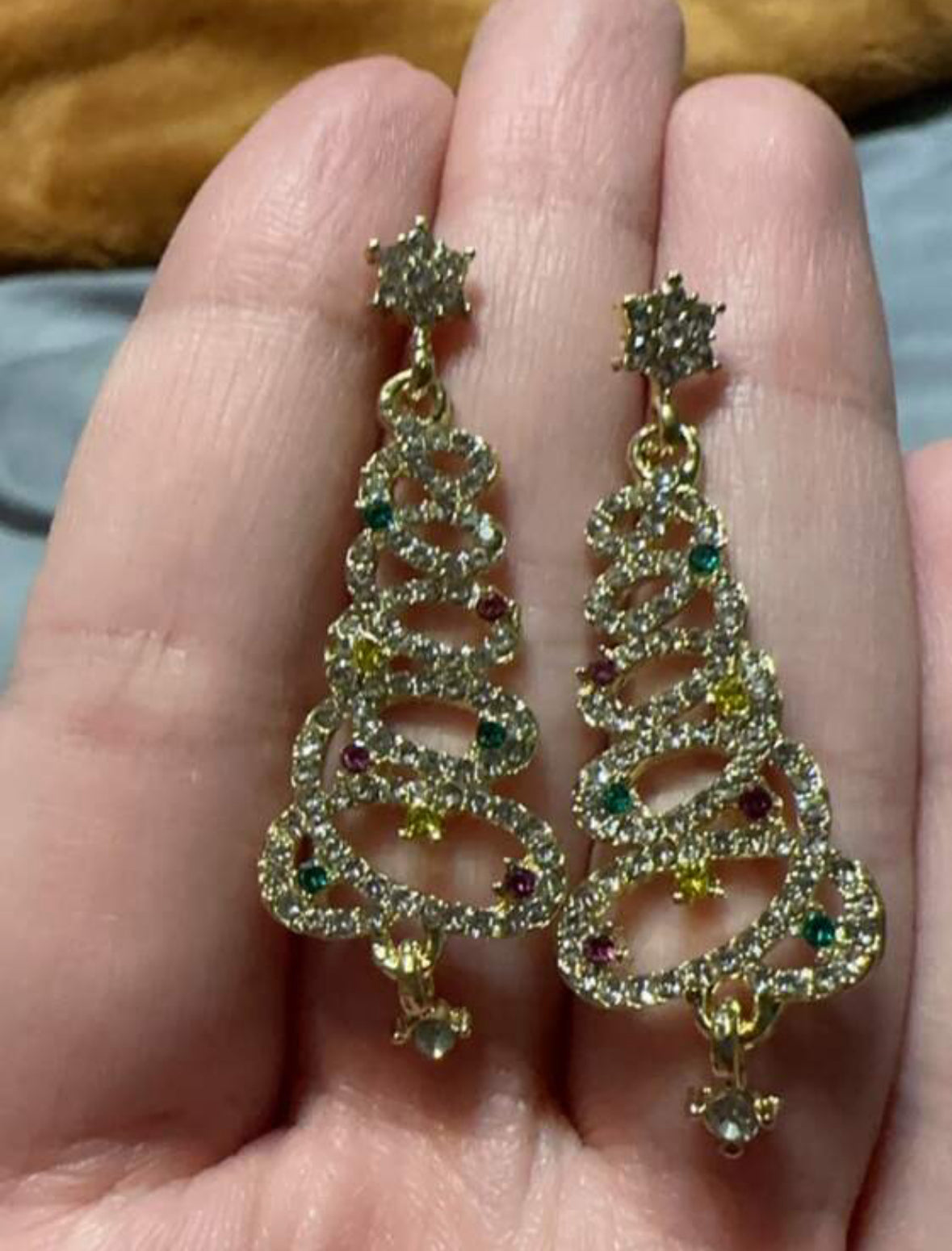 Delicate Christmas Tree Dangle Earrings, 925 Sterling Silver Holiday Earrings.