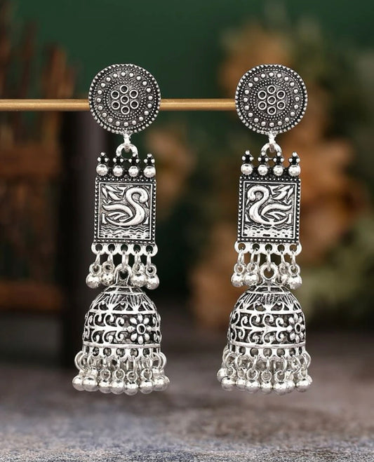 Trendy Bolly Wood Oxidized Gold Filled Handmade Stud Earrings, Gypsy Jhumka Jewelry for Women Girls,