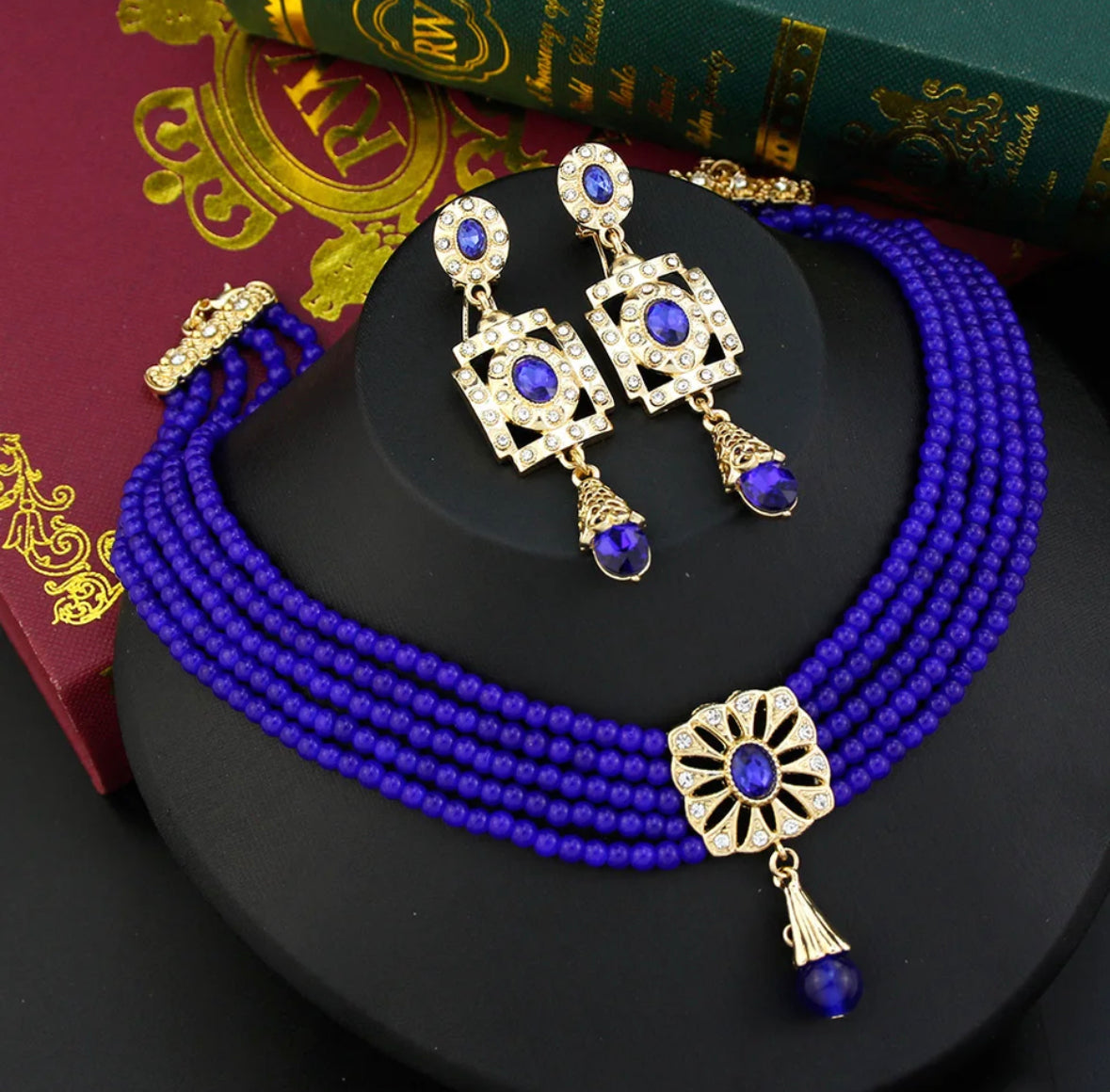 Morocco stunning bridal set of choker necklace and earrings set