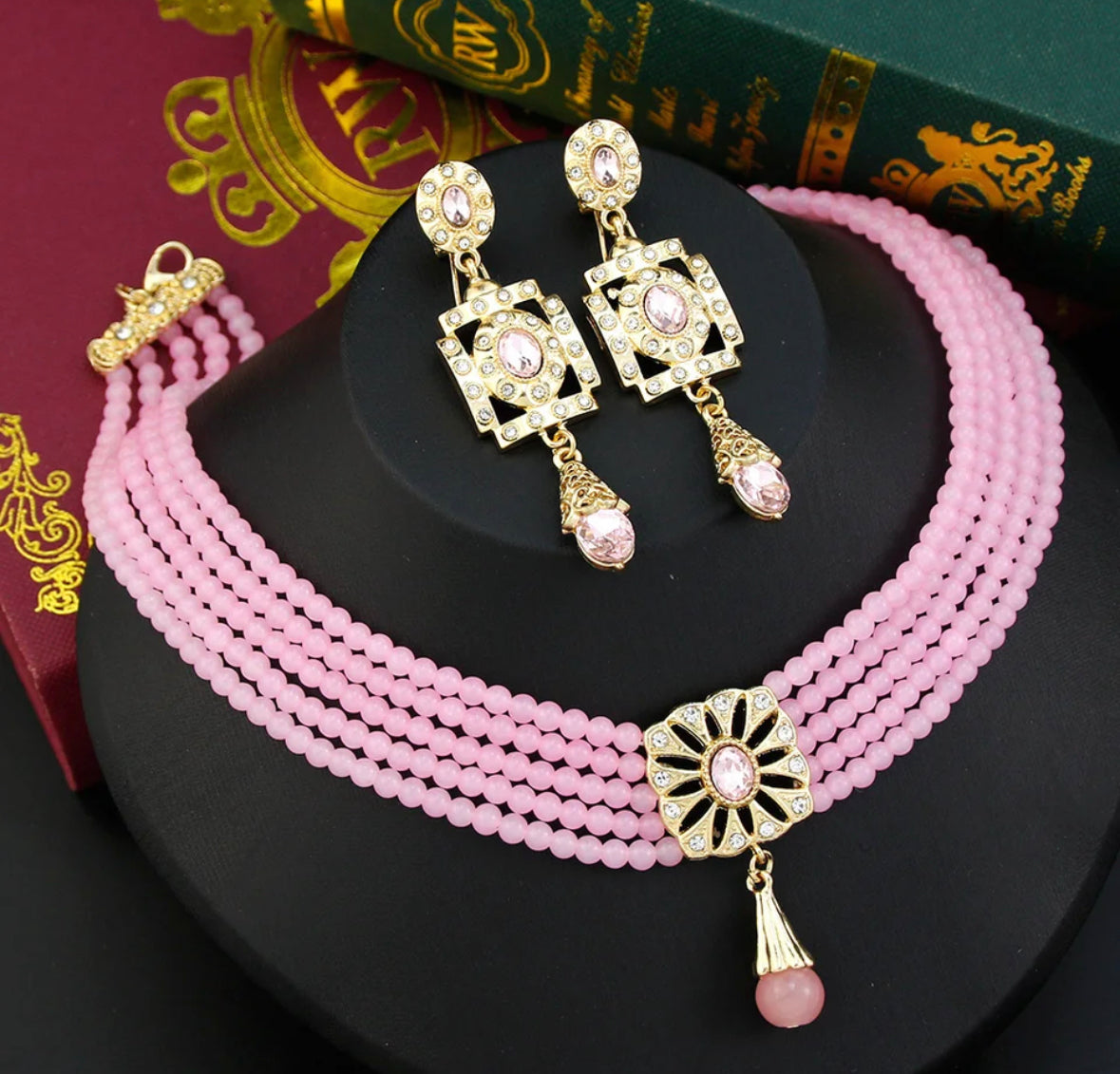 Morocco stunning bridal set of choker necklace and earrings set