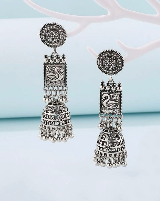 Trendy Bolly Wood Oxidized Gold Filled Handmade Stud Earrings, Gypsy Jhumka Jewelry for Women Girls,