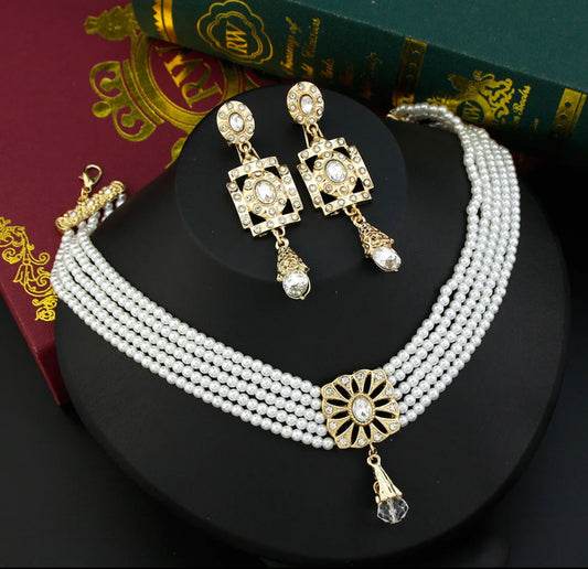 Morocco stunning bridal set of choker necklace and earrings set